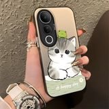 HONTINGA Vivo V50 Lite ile Uyumlu Kılıfı Silikon Kenar Sert Arka Düşüme Önleyici Basitlik Anti Düşme Kamera Korumali Kedi Desen Telefon Kılıfı Kadın ve Erkek Için Uygundur K1-0852 - 001-Renkli
