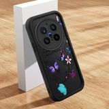 HONTINGA Vivo X200 Pro ile Uyumlu Kılıfı Düşüme Önleyici Basitlik Anti Düşme Kamera Korumali Şirin Kedi Kelebek Siyah Desen Yumuşak Silikon Telefon Kılıfı Kadın ve Erkek Için Uygundur K2-0411 - 001-Renkli
