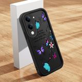 HONTINGA Vivo Y04 ile Uyumlu Kılıfı Düşüme Önleyici Basitlik Anti Düşme Kamera Korumali Şirin Kedi Kelebek Siyah Desen Yumuşak Silikon Telefon Kılıfı Kadın ve Erkek Için Uygundur K2-0411 - 001-Renkli
