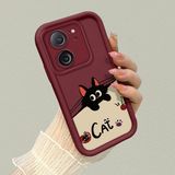 HONTINGA Xiaomi Mi 13T ile Uyumlu Kılıfı Düşüme Önleyici Basitlik Anti Düşme Kamera Korumali Kedi Bordo Desen Yumuşak Silikon Telefon Kılıfı Kadın ve Erkek Için Uygundur K2-7068 - Renkli