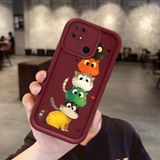HONTINGA Xiaomi Redmi 10C ile Uyumlu Kılıfı Düşüme Önleyici Basitlik Anti Düşme Kamera Korumali Tatlı Kedi Bordo Desen Yumuşak Silikon Telefon Kılıfı Kadın ve Erkek Için Uygundur Arka Kılıf K2-7154 - 001-Renkli