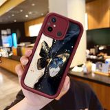 HONTINGA Xiaomi Redmi 12C ile Uyumlu Kılıfı Düşüme Önleyici Basitlik Anti Düşme Kamera Korumali Vintage Bow Bordo Desen Yumuşak Silikon Telefon Kılıfı Kadın ve Erkek Için Uygundur K2-7084 - Renkli