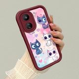 HONTINGA Xiaomi Redmi 13C ile Uyumlu Kılıfı Düşüme Önleyici Basitlik Anti Düşme Kamera Korumali Sevimli Kedi Bordo Desen Yumuşak Silikon Telefon Kılıfı Kadın ve Erkek Için Uygundur K2-7121 - Renkli