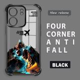 HONTINGA Xiaomi Redmi 13C ile Uyumlu Şeffaf Kılıfı Düşüme Önleyici Basitlik Anti Düşme Kamera Korumali Uçak Desen Yumuşak Silikon Telefon Kılıfı Kadın ve Erkek Için Uygundur K3-0203 - Siyah