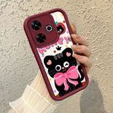 HONTINGA Xiaomi Redmi 13X ile Uyumlu Kılıfı Düşüme Önleyici Basitlik Anti Düşme Kamera Korumali Sevimli Kedi Bordo Desen Yumuşak Silikon Telefon Kılıfı Kadın ve Erkek Için Uygundur K2-7121 - 001-Renkli