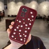 HONTINGA Xiaomi Redmi Note 11 ile Uyumlu Kılıfı Düşüme Önleyici Basitlik Anti Düşme Kamera Korumali Küçük Çiçek Desen Bordo Yumuşak Silikon Telefon Kılıfı Kadın ve Erkek Için Uygundur K2-7221 - 001-Renkli