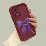 HONTINGA Xiaomi Redmi Note 11 Pro 5g ile Uyumlu Kılıfı Düşüme Önleyici Basitlik Anti Düşme Kamera Korumali Bant Knotu Bordo Desen Yumuşak Silikon Telefon Kılıfı Kadın ve Erkek Için Uygundur K2-7122 - Renkli