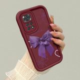HONTINGA Xiaomi Redmi Note 11S ile Uyumlu Kılıfı Düşüme Önleyici Basitlik Anti Düşme Kamera Korumali Bant Knotu Bordo Desen Yumuşak Silikon Telefon Kılıfı Kadın ve Erkek Için Uygundur K2-7122 - Renkli