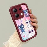 HONTINGA Xiaomi Redmi Note 13 4g ile Uyumlu Kılıfı Düşüme Önleyici Basitlik Anti Düşme Kamera Korumali Sevimli Kedi Bordo Desen Yumuşak Silikon Telefon Kılıfı Kadın ve Erkek Için Uygundur K2-7121 - Renkli