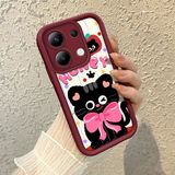 HONTINGA Xiaomi Redmi Note 13 ile Uyumlu Kılıfı Düşüme Önleyici Basitlik Anti Düşme Kamera Korumali Sevimli Kedi Bordo Desen Yumuşak Silikon Telefon Kılıfı Kadın ve Erkek Için Uygundur K2-7121 - 001-Renkli