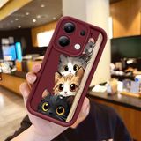 HONTINGA Xiaomi Redmi Note 13 ile Uyumlu Kılıfı Düşüme Önleyici Basitlik Anti Düşme Kamera Korumali Tatlı Kedi Bordo Desen Yumuşak Silikon Telefon Kılıfı Kadın ve Erkek Için Uygundur Arka Kılıf K2-7154 - Renkli