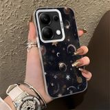 HONTINGA Xiaomi Redmi Note 13 Pro 4g ile Uyumlu Kılıf Silikon Kenar Sert Arka Kamera Koruyucu Basitlik Anti Düşme Kamera Korumalı Ay ve Yıldız Desen Couple Telefon Kılıfı Kadın ve Erkek Için Uygundur K1-1380 - Beyaz