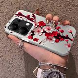 HONTINGA Xiaomi Redmi Note 13 Pro 4g ile Uyumlu Kılıf Silikon Kenar Sert Arka Kamera Koruyucu Basitlik Anti Düşme Kamera Korumalı Çiçekli Desen Couple Telefon Kılıfı Kadın ve Erkek Için Uygundur K1-1485 - Beyaz
