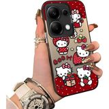 HONTINGA Xiaomi Redmi Note 13 Pro 4g ile Uyumlu Kılıf Silikon Kenar Sert Arka Kamera Koruyucu Basitlik Anti Düşme Kamera Korumalı Kitty Desen Couple Telefon Kılıfı Kadın ve Erkek Için Uygundur K1-1601 - Siyah