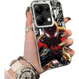 HONTINGA Xiaomi Redmi Note 13 Pro 4g ile Uyumlu Kılıf Silikon Kenar Sert Arka Kamera Koruyucu Basitlik Anti Düşme Kamera Korumalı Spiderman Desen Couple Telefon Kılıfı Kadın ve Erkek Için Uygundur K1-1900 - Beyaz