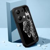 HONTINGA Xiaomi Redmi Note 13 Pro 4g ile Uyumlu Kılıfı Düşüme Önleyici Basitlik Anti Düşme Kamera Korumali Aslan Siyah Desen Yumuşak Silikon Telefon Kılıfı Kadın ve Erkek Için Uygundur K2-0248 - Renkli