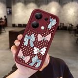HONTINGA Xiaomi Redmi Note 13 Pro 4g ile Uyumlu Kılıfı Düşüme Önleyici Basitlik Anti Düşme Kamera Korumali Vintage Bow Bordo Desen Yumuşak Silikon Telefon Kılıfı Kadın ve Erkek Için Uygundur K2-7084 - 001-Renkli