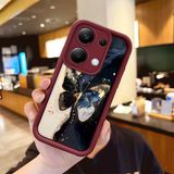 HONTINGA Xiaomi Redmi Note 13 Pro 4g ile Uyumlu Kılıfı Düşüme Önleyici Basitlik Anti Düşme Kamera Korumali Vintage Bow Bordo Desen Yumuşak Silikon Telefon Kılıfı Kadın ve Erkek Için Uygundur K2-7084 - Renkli