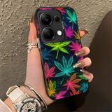 HONTINGA Xiaomi Redmi Note 13 Pro 4g ile Uyumlu Kılıfı Silikon Kenar Sert Arka Düşüme Önleyici Basitlik Anti Düşme Kamera Korumali Renkli Yapraklar Desen Telefon Kılıfı K1-0629 - 001-Renkli