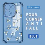 HONTINGA Xiaomi Redmi Note 13 Pro 4g ile Uyumlu Şeffaf Kılıfı Düşüme Önleyici Basitlik Anti Düşme Kamera Korumali Çiçek Dalı Desen Yumuşak Silikon Telefon Kılıfı Kadın ve Erkek Için Uygundur K3-0220 - Mavi