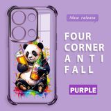 HONTINGA Xiaomi Redmi Note 13 Pro 4g ile Uyumlu Şeffaf Kılıfı Düşüme Önleyici Basitlik Anti Düşme Kamera Korumali Panda Desen Yumuşak Silikon Telefon Kılıfı Kadın ve Erkek Için Uygundur K3-0208 - Mor