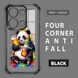 HONTINGA Xiaomi Redmi Note 13 Pro 4g ile Uyumlu Şeffaf Kılıfı Düşüme Önleyici Basitlik Anti Düşme Kamera Korumali Panda Desen Yumuşak Silikon Telefon Kılıfı Kadın ve Erkek Için Uygundur K3-0208 - Siyah