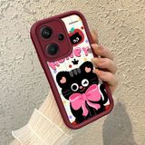 HONTINGA Xiaomi Redmi Note 13 Pro Plus 5g ile Uyumlu Kılıfı Düşüme Önleyici Basitlik Anti Düşme Kamera Korumali Sevimli Kedi Bordo Desen Yumuşak Silikon Telefon Kılıfı Kadın ve Erkek Için Uygundur K2-7121 - 001-Renkli