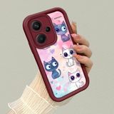 HONTINGA Xiaomi Redmi Note 13 Pro Plus 5g ile Uyumlu Kılıfı Düşüme Önleyici Basitlik Anti Düşme Kamera Korumali Sevimli Kedi Bordo Desen Yumuşak Silikon Telefon Kılıfı Kadın ve Erkek Için Uygundur K2-7121 - Renkli