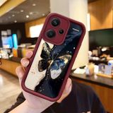 HONTINGA Xiaomi Redmi Note 13 Pro Plus 5g ile Uyumlu Kılıfı Düşüme Önleyici Basitlik Anti Düşme Kamera Korumali Vintage Bow Bordo Desen Yumuşak Silikon Telefon Kılıfı Kadın ve Erkek Için Uygundur K2-7084 - Renkli