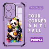 HONTINGA Xiaomi Redmi Note 13 Pro Plus 5g ile Uyumlu Şeffaf Kılıfı Düşüme Önleyici Basitlik Anti Düşme Kamera Korumali Panda Desen Yumuşak Silikon Telefon Kılıfı Kadın ve Erkek Için Uygundur K3-0208 - Mor