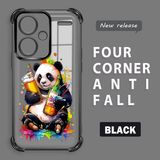 HONTINGA Xiaomi Redmi Note 13 Pro Plus 5g ile Uyumlu Şeffaf Kılıfı Düşüme Önleyici Basitlik Anti Düşme Kamera Korumali Panda Desen Yumuşak Silikon Telefon Kılıfı Kadın ve Erkek Için Uygundur K3-0208 - Siyah