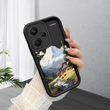 HONTINGA Xiaomi Redmi Note 13 Pro Plus ile Uyumlu Kılıf Kamera Koruyucu Basitlik Anti Düşme Kamera Korumalı Çiçekli Siyah Desen Yumuşak Silikon Couple Telefon Kılıfı Kadın ve Erkek Için Uygundur K2-0629