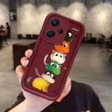 HONTINGA Xiaomi Redmi Note 13 Pro Plus ile Uyumlu Kılıfı Düşüme Önleyici Basitlik Anti Düşme Kamera Korumali Tatlı Kedi Bordo Desen Yumuşak Silikon Telefon Kılıfı Kadın ve Erkek Için Uygundur K2-7154 - 001-Renkli