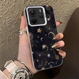 HONTINGA Xiaomi Redmi Note 14 ile Uyumlu Kılıf Silikon Kenar Sert Arka Kamera Koruyucu Basitlik Anti Düşme Kamera Korumalı Ay ve Yıldız Desen Couple Telefon Kılıfı Kadın ve Erkek Için Uygundur K1-1380 - Beyaz
