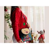 Hoodie Mouse Baykuş Figürlü Küçük Postacı Omuz Çantası Etnik Bohem Style - Bordo