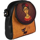 Hoodie Mouse Frida Kahlo Figürlü Küçük Postacı Omuz Çantası Etnik Bohem Style - Siyah