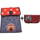 Hoodie Mouse Frida Mavi Figürlü Kapaklı Sırt Çantası Etnik Bohem Style Cüzdan Kombin Bordo
