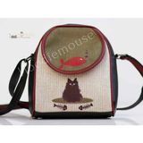 Hoodie Mouse Karamık Figürlü Küçük Postacı Omuz Çantası Etnik Bohem Style - Siyah