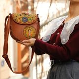 Hoodie Mouse Klasik Frida Çapraz Örgülü Kol Çantası Etnik Bohem Style - Taba