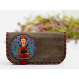 Hoodie Mouse Mavi Frida Figürlü Büyük Cüzdan Etnik Bohem Retro Vintage Style - YESİL - 00Kahverengi
