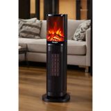 Hoogar German 2075 L Black Oben Seri Oled Şömineli Ekran Dijital Kule Tipi Turbo Hızlı Isıtıcı