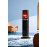 Hoogar German 2075 L Grey Oben Seri Oled Şömineli Ekran Dijital Kule Tipi Seramik Fanlı Isıtıcı Gri