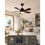 Hoogar German Brown+black 2026 Yeni Compact Tasarım 105 Cm 5 Kanatlı Dc Sessiz Motor Tavan Vantilatörü Dim Ayarlı Kahverengi