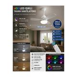 Hoogar German New White Super Fan 60 CM Kalın Kanat Dim Ayarlı Tavan Vantilatörü RGB Led 16 Renk Sessiz Sinek Kovar