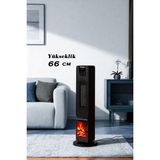 Hoogar German Oled Siyah Series Şömineli Ekran Dijital Göstergeli Fanlı Kule Tipi Seramik Isıtıcı Uzaktan Kumandalı Gri