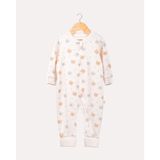 Hoogie %100 Organik Pamuk Gots Sertifikalı Fermuarlı Teddy Bebek Tulum - Ekru/ayıcık Desenli - 9 - 12 Ay