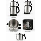 Hook Çaycı Çay Makinesi Elektrikli Çaydanlık Troya Milano Paslanmaz Çelik Filtreli 1500W - İnox