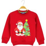 Ho'okipa Baby Noel Baba ve Ağaç Baskılı Yılbaşı Yeniyıl Kırmızı Sweatshirt - 6 Yaş