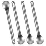 Hoolerry 4 adet titanyum kaşık hafif uzun saplı kaşık Ultralight taşınabilir sofra takımı çorba kaşığı kamp kaşık gereçler açık kamp sırt çantasıyla yürüyüş seyahat piknik sofra takımı