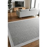 Hoom Rugs Lora 3205 Gri Çerçeveli Pamuk Taban Hav Toz Vermez Sisal Halı